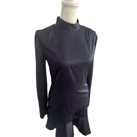 SOMETHING NAVY Ruffle Navy Blue Mini Dress Size Small - Picture 2 of 7